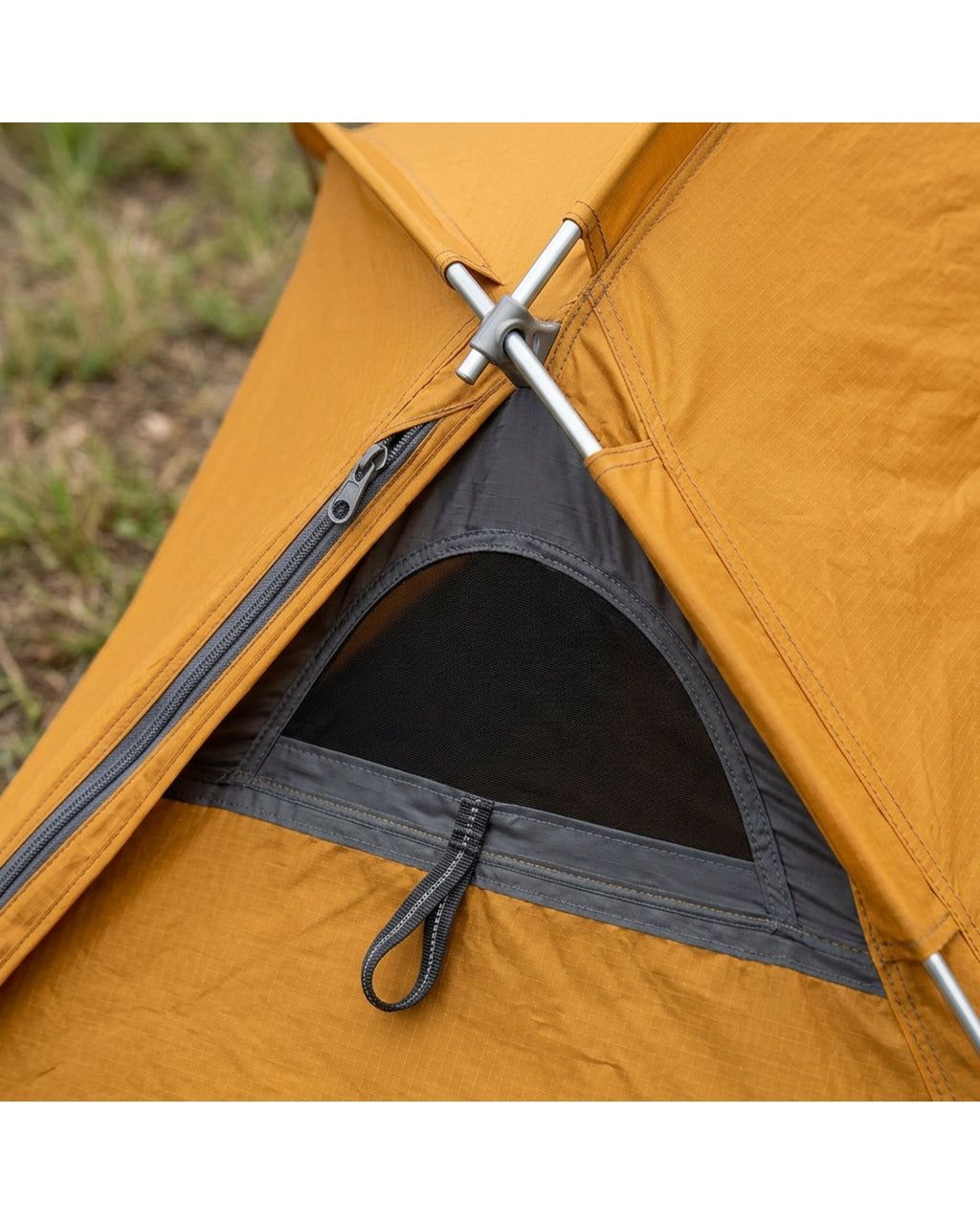 Rglvn One Person Low-Profile Wedge Tent Ochre Graphite - Detail view