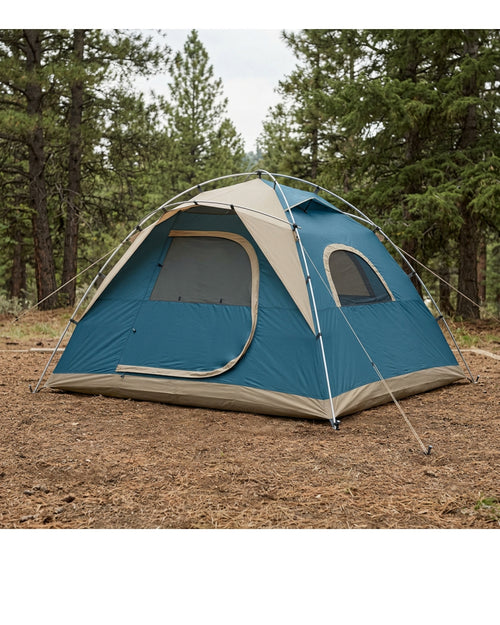 Rglvn Two Person External-Frame Dome Tent Petrol Sand - Lifestyle view